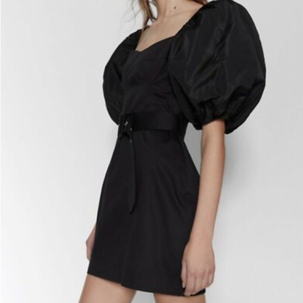Zara Black Puff Sleeve Belted Mini Dress – NWT – XS